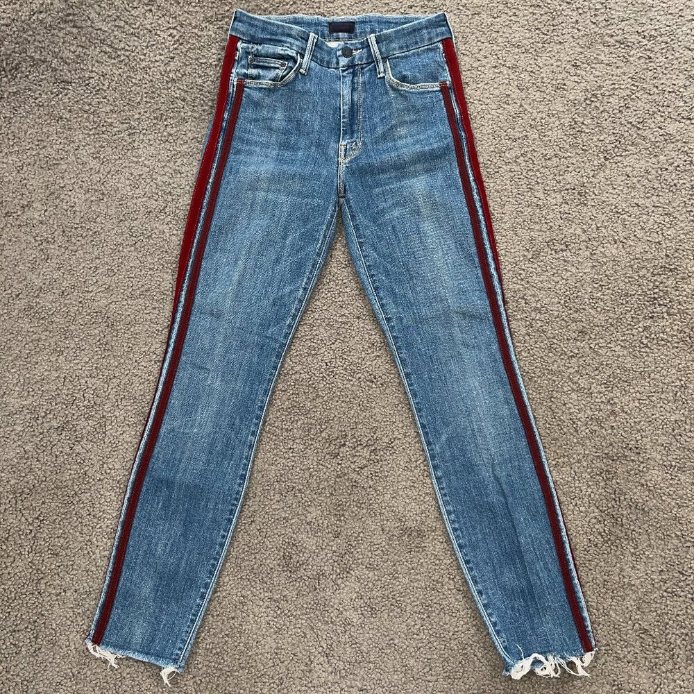 MOTHER Blue Jeans with Red Stripes